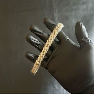 Moissanite Cuban Bracelet Miami Iced Out VVS1 12mm 2 Row 7 Inch Passes Tester